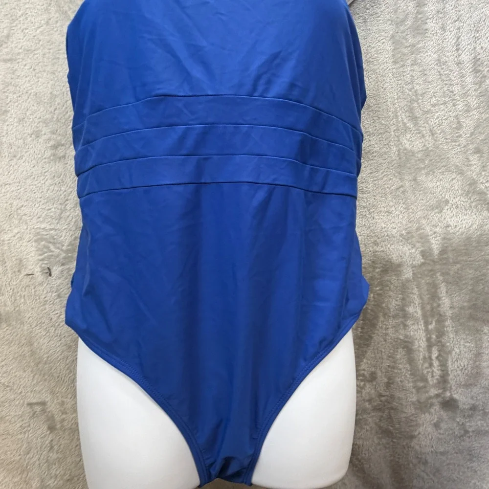 Royal Blue Square Neck One Piece Swimsuit Plus‎ Size 20 Criss Cross Back Tank